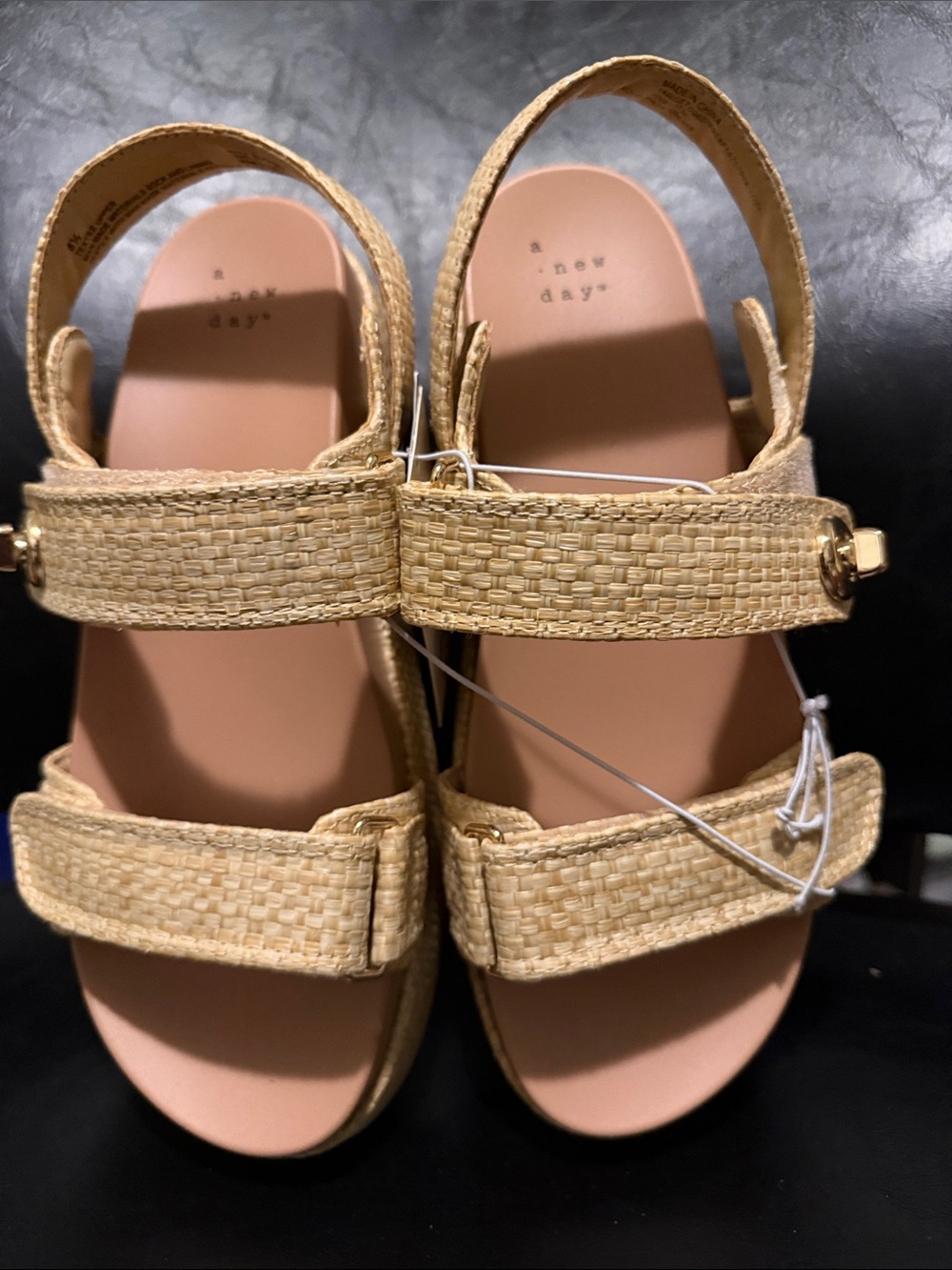 a new day Tan Woven Platform Sandals with Adjustable Straps